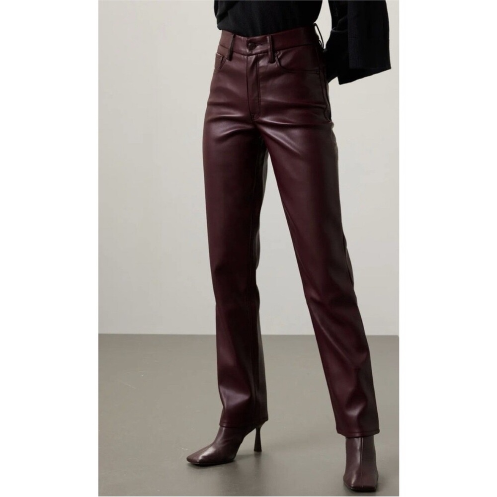 Good American Red Faux Leather Pants, Size: 2